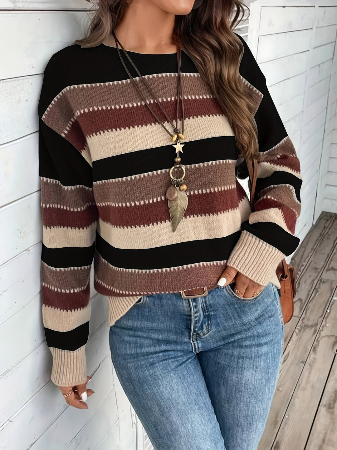 Damen Strickjacke Klassisch Gestreift für jeden Tag (6)