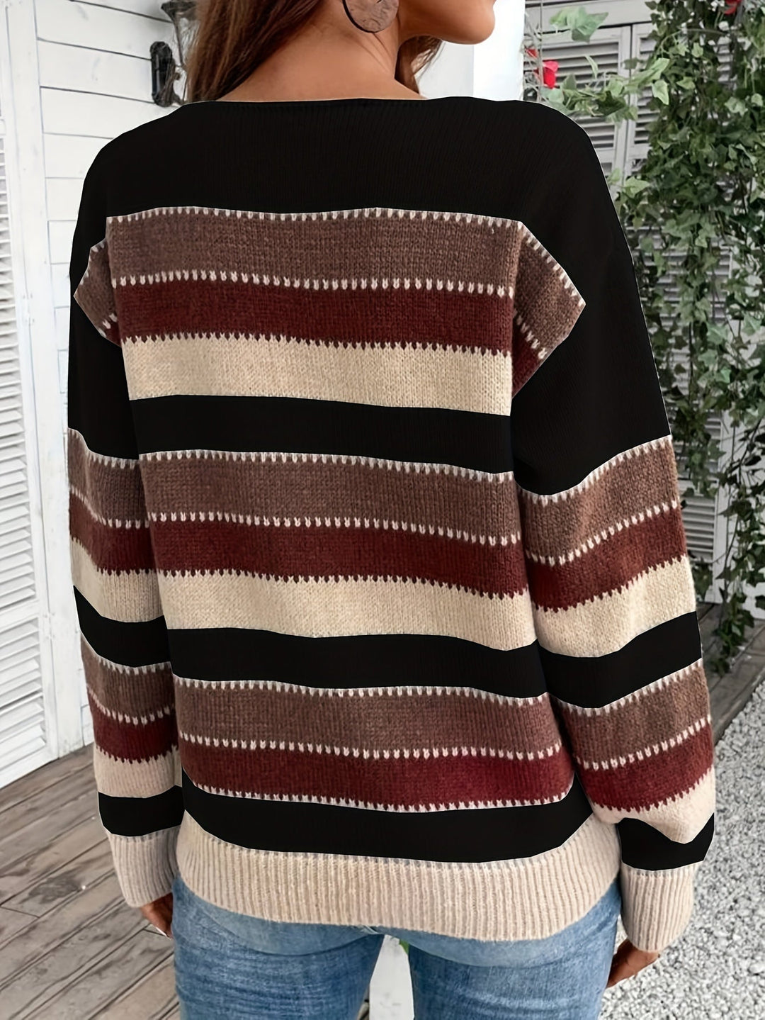 Damen Strickjacke Klassisch Gestreift für jeden Tag (7)