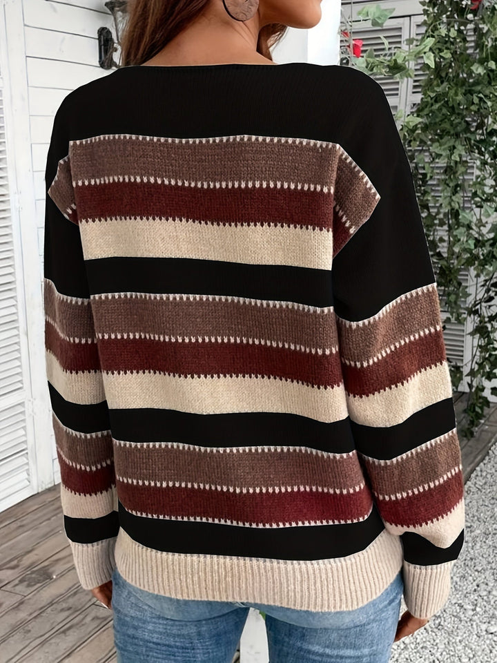 Damen Strickjacke Klassisch Gestreift für jeden Tag (7)