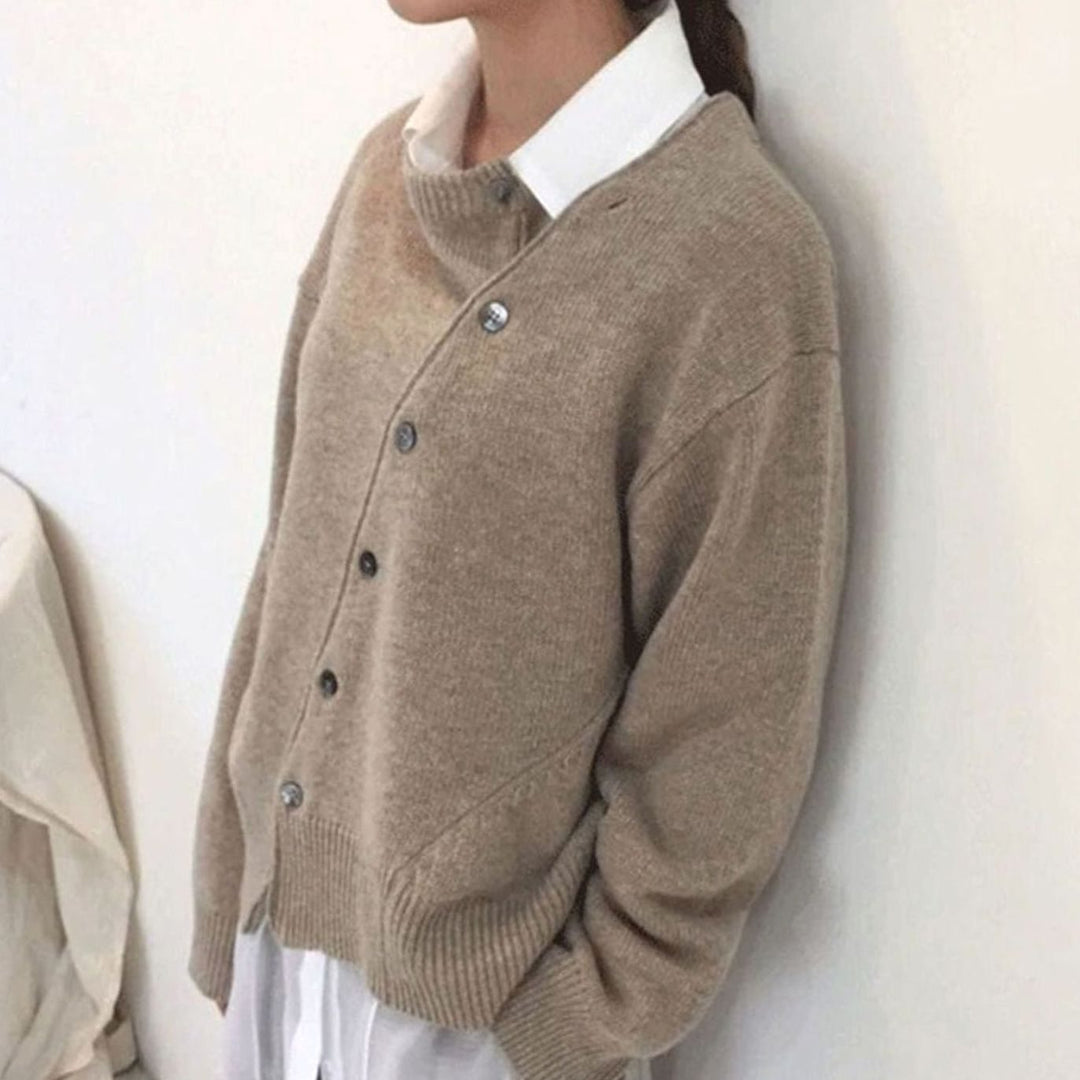 Damen Strickjacke Klassisch mit Oversized-Schnitt in Braun