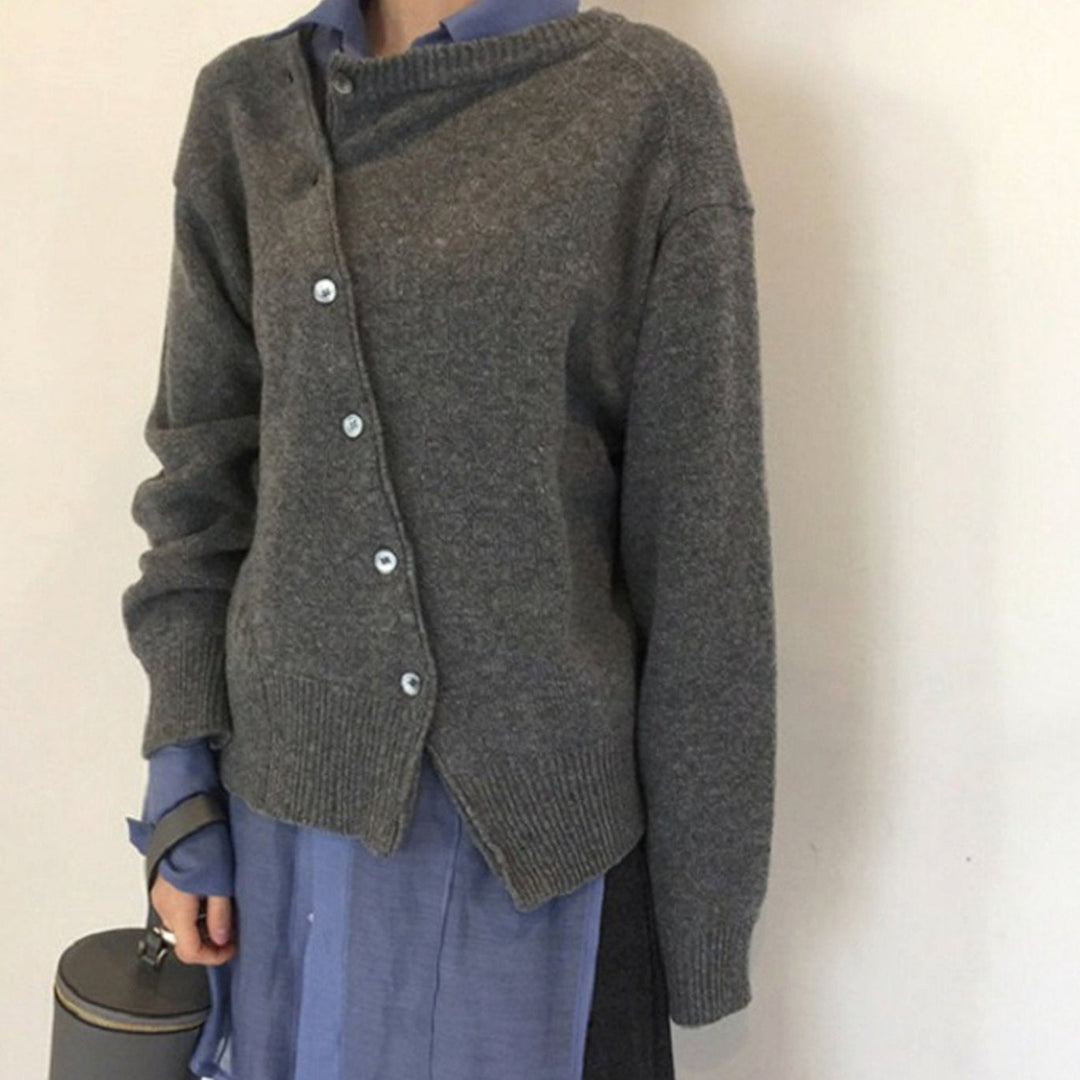 Damen Strickjacke Klassisch mit Oversized-Schnitt in Grau