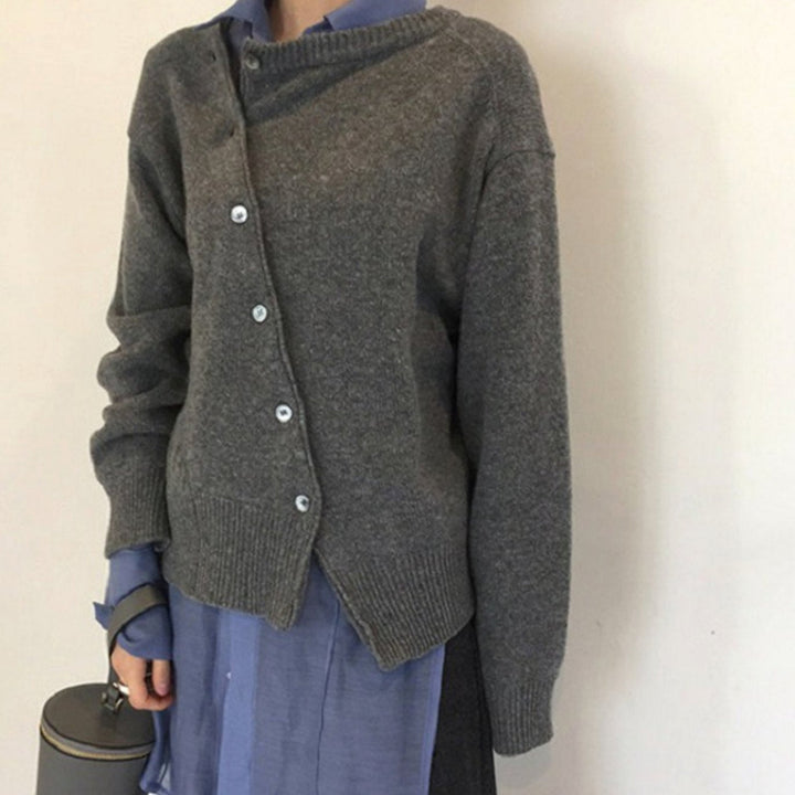 Damen Strickjacke Klassisch mit Oversized-Schnitt in Grau