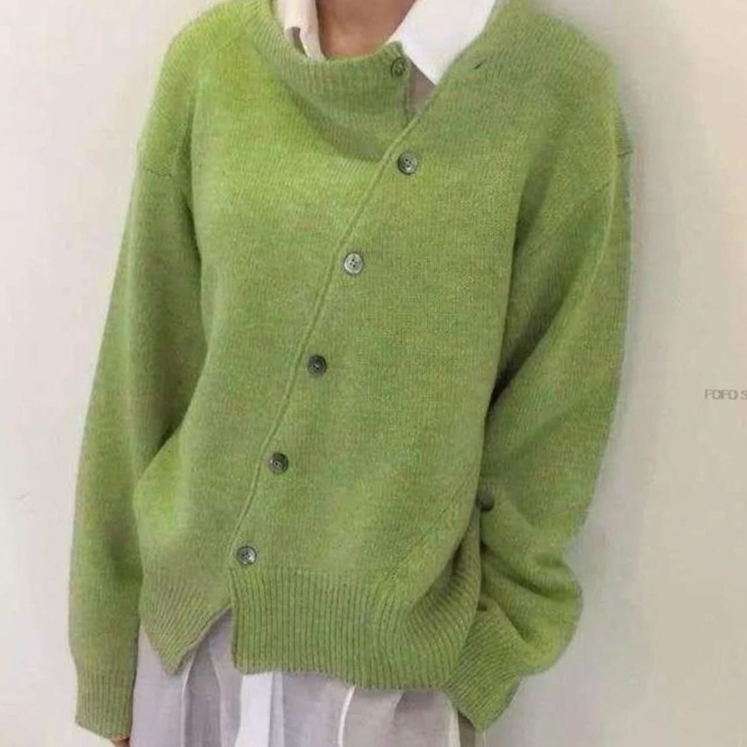 Damen Strickjacke Klassisch mit Oversized-Schnitt in Grün