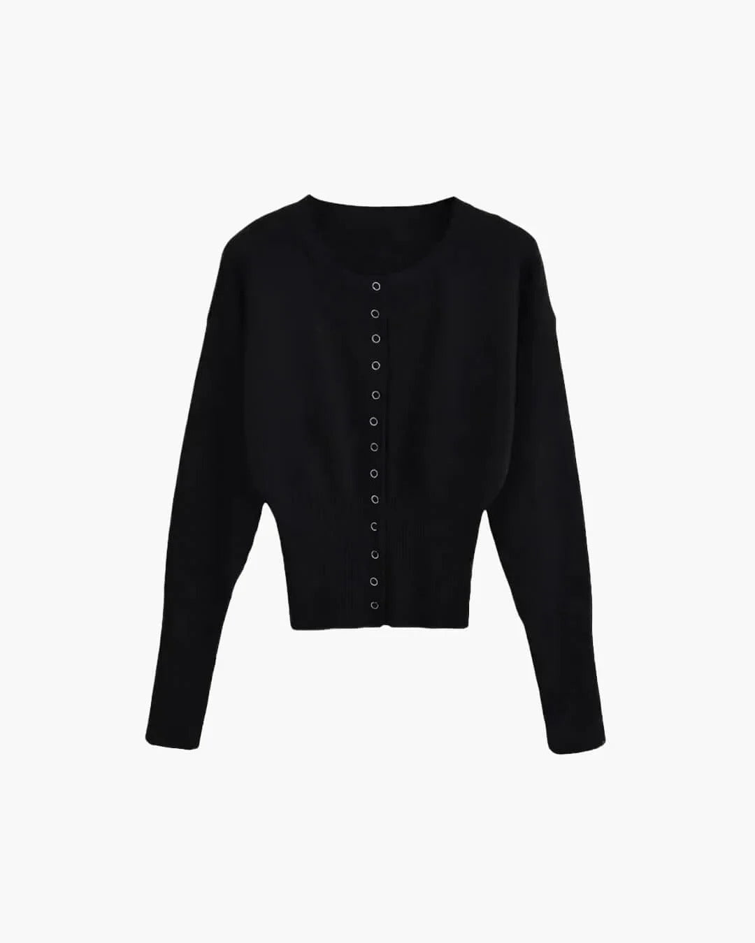 Damen Strickjacke kurz elegant mit Rippenstruktur in Schwarz