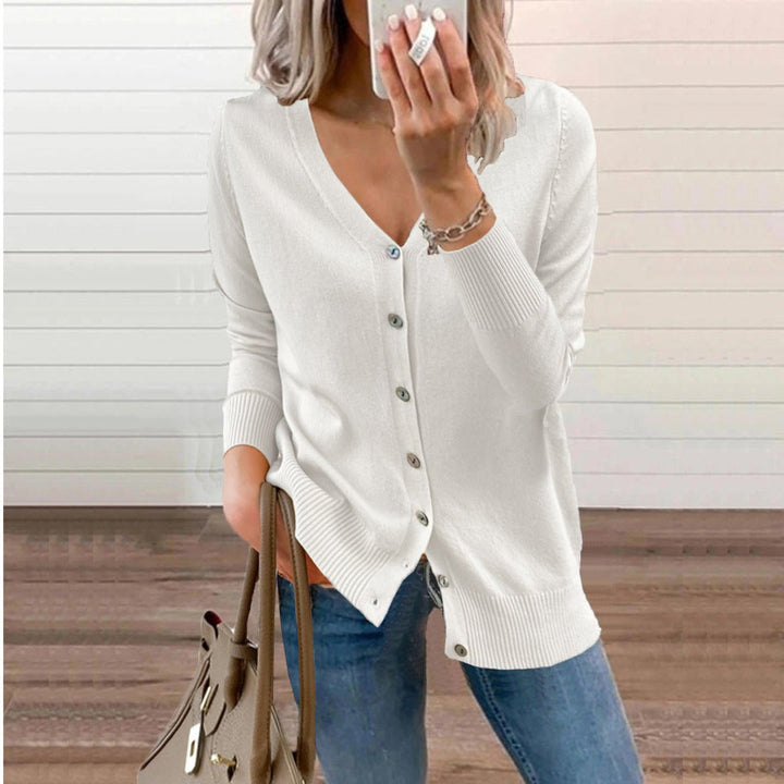Damen Strickjacke Langarm mit V-Ausschnitt (13)