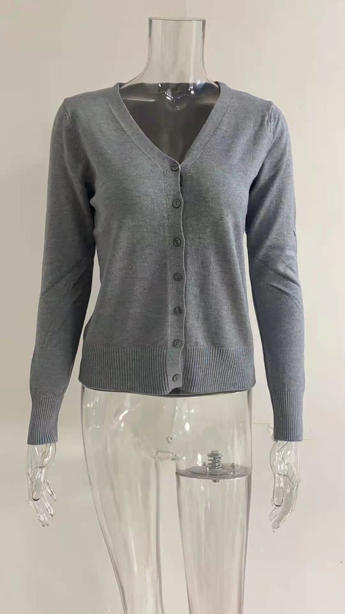 Damen Strickjacke Langarm mit V-Ausschnitt in Maximale Größe