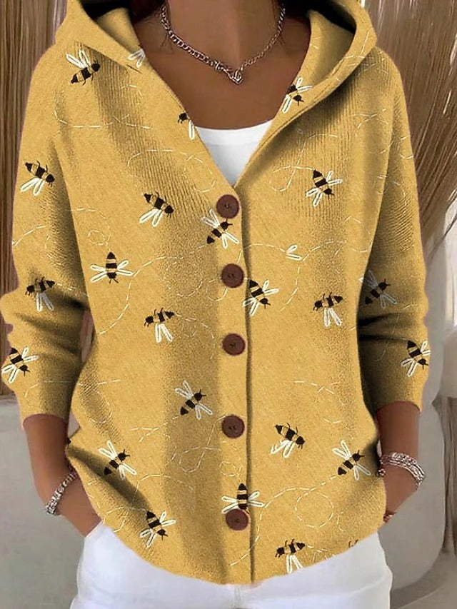Damen Strickjacke Langform im Lagenlook in Gelb