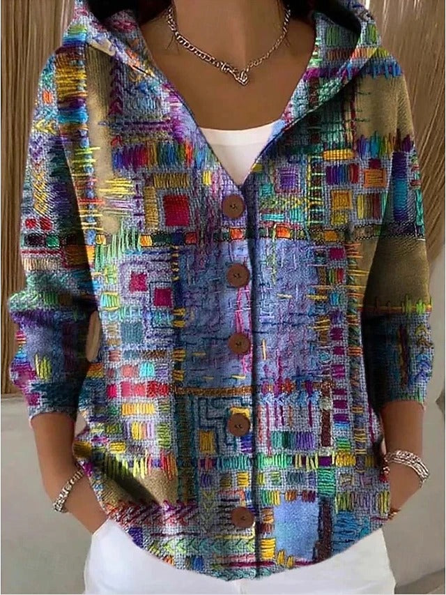 Damen Strickjacke Langform im Lagenlook in Lila
