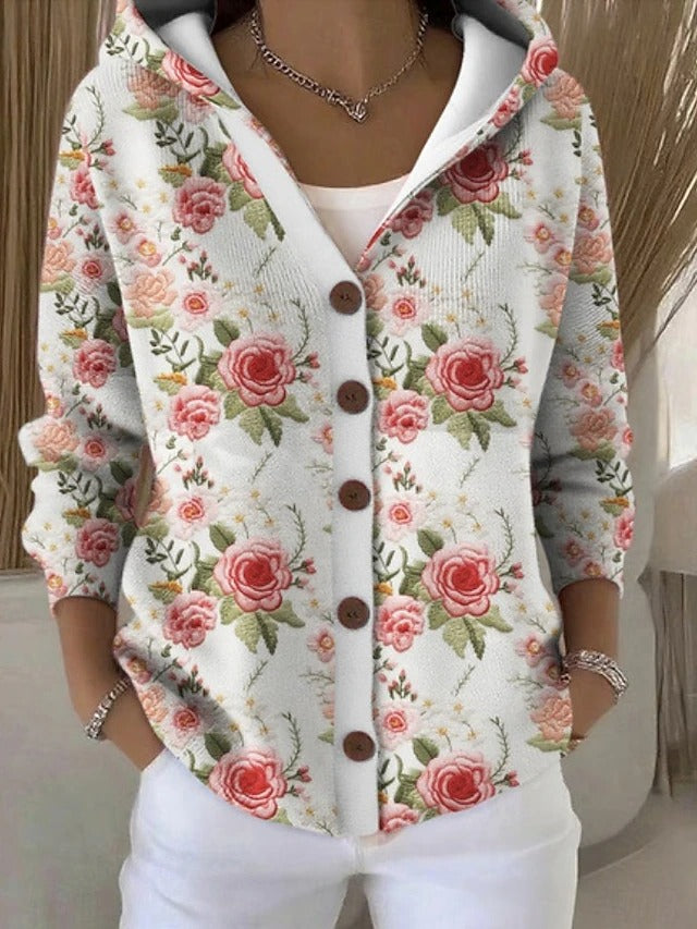 Damen Strickjacke Langform im Lagenlook in Zartes Rosa