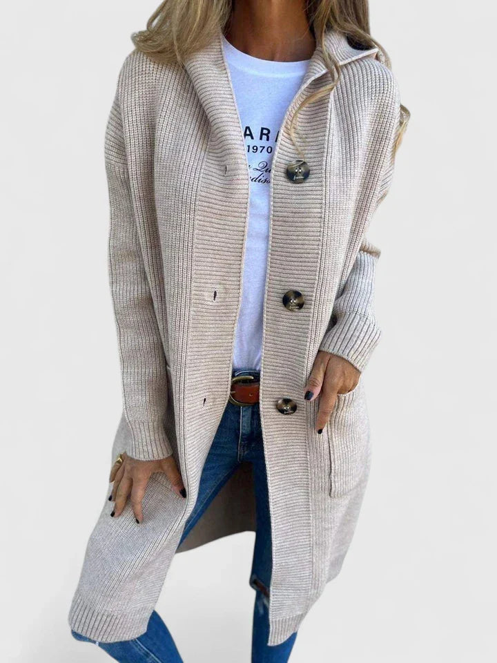 Damen Strickjacke Longline für den Herbst in Beige