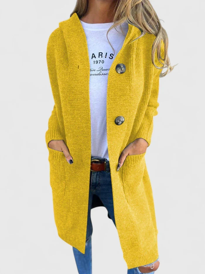 Damen Strickjacke Longline für den Herbst in Gelb