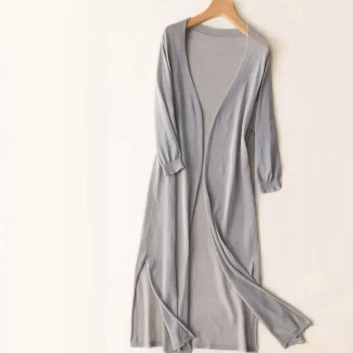 Damen Strickjacke Maxi fließend zum Überziehen in Grau