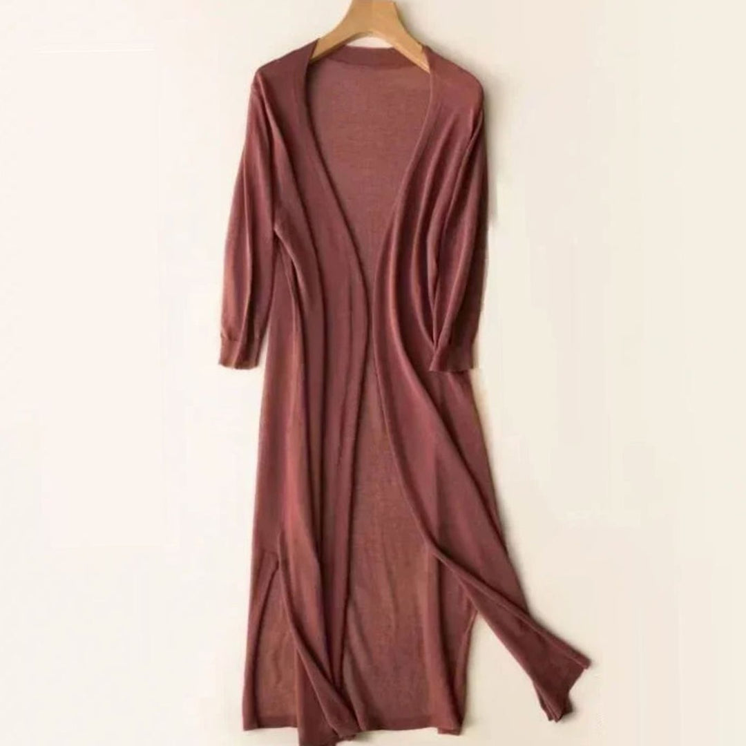 Damen Strickjacke Maxi fließend zum Überziehen in Rosa