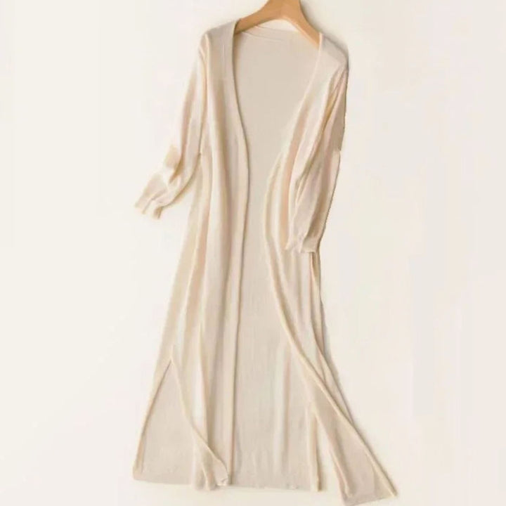 Damen Strickjacke Maxi zum Überziehen in Apricot