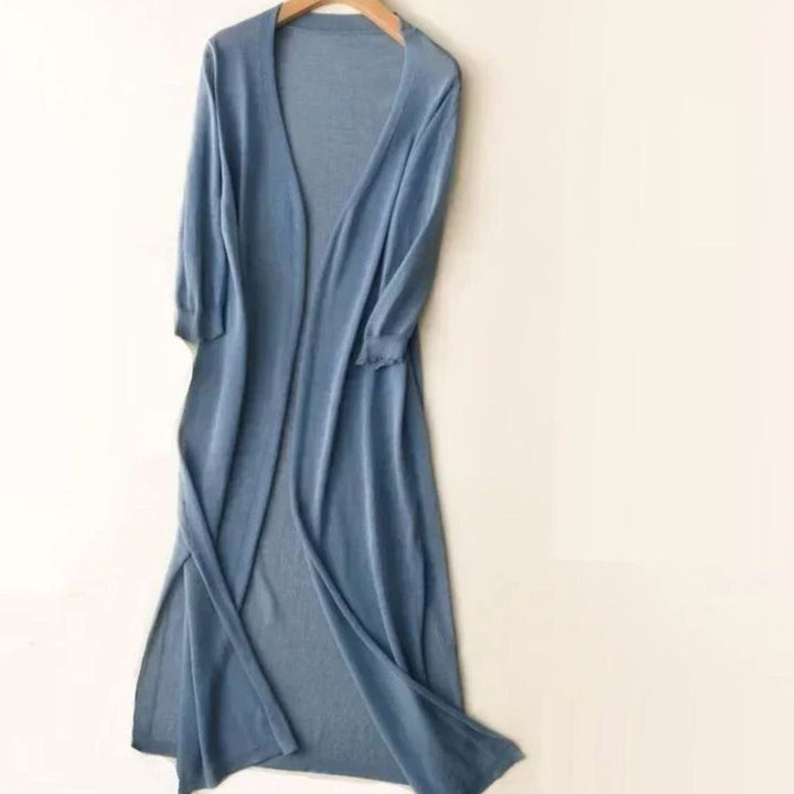 Damen Strickjacke Maxi zum Überziehen in Blau