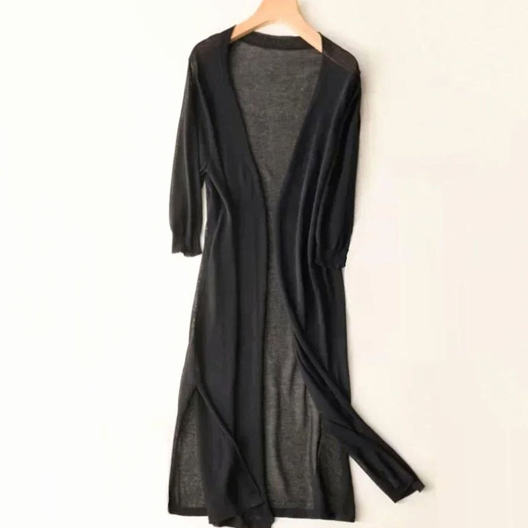 Damen Strickjacke Maxi zum Überziehen in Schwarz
