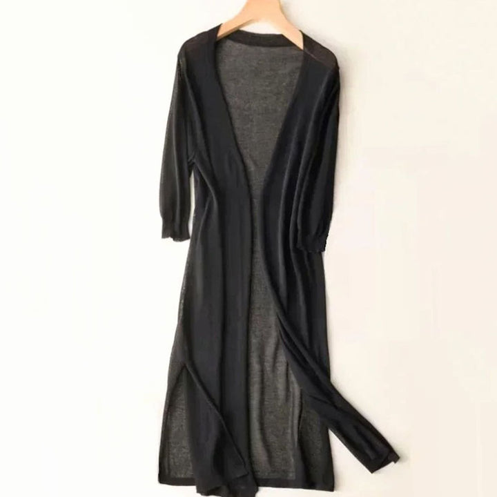 Damen Strickjacke Maxi zum Überziehen in Schwarz