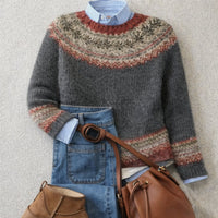 Emilia | Damen Strickjacke mit Fair-Isle-Muster für Winter