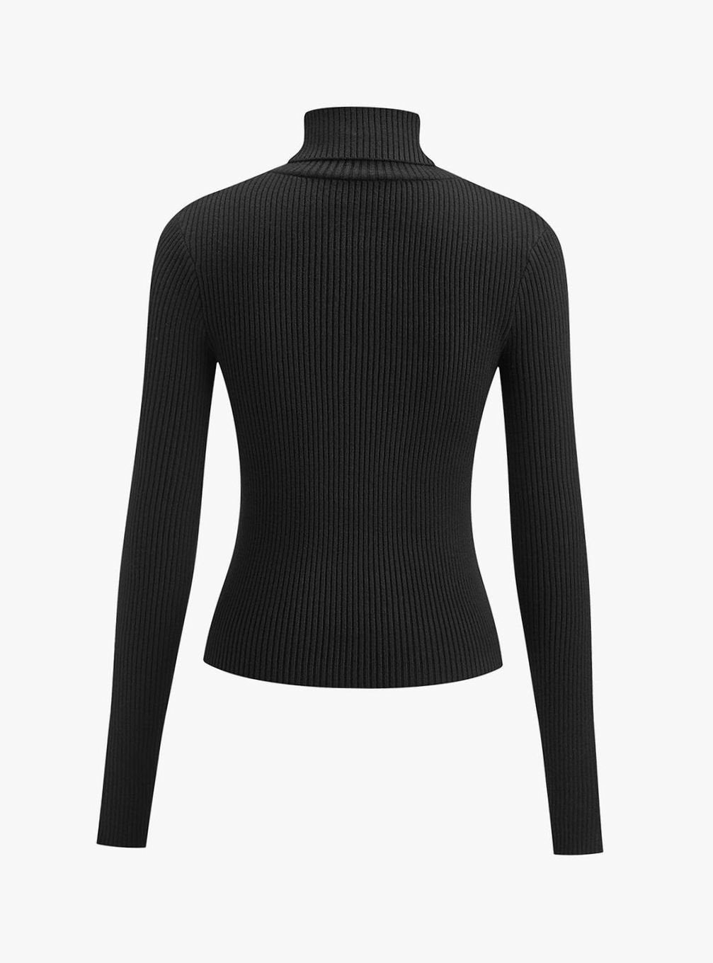 Damen Strickjacke mit geripptem Rollkragen (10)