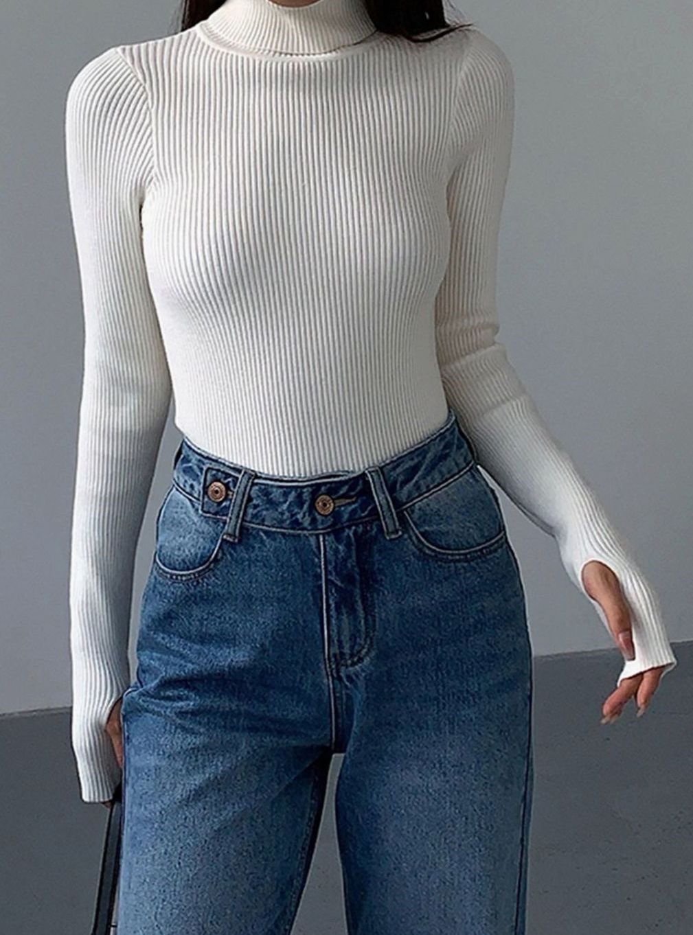 Damen Strickjacke mit geripptem Rollkragen (14)