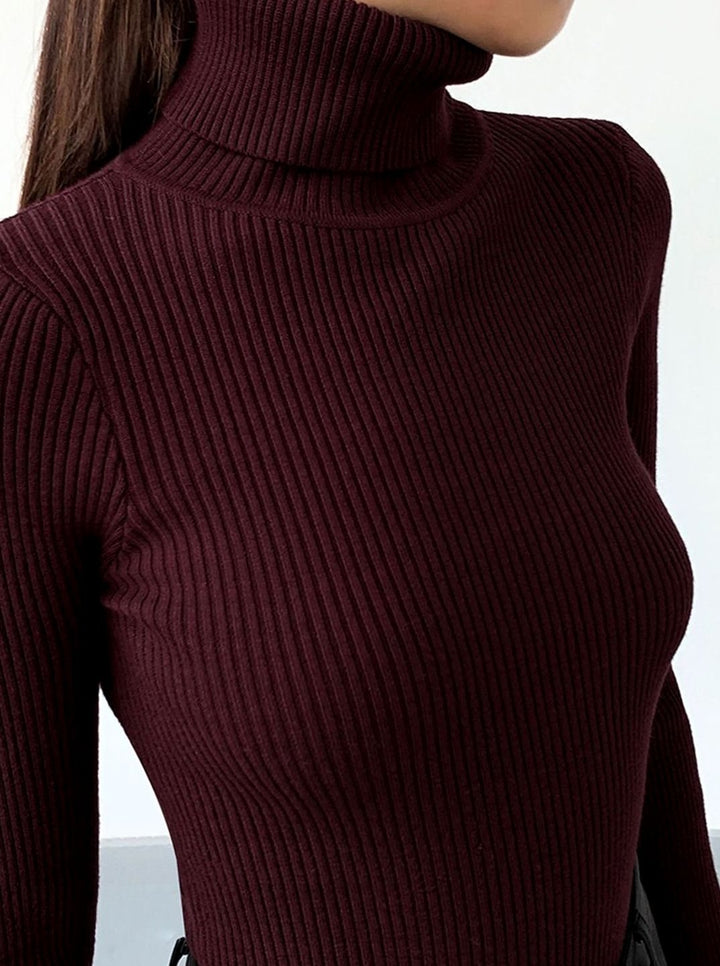 Damen Strickjacke mit geripptem Rollkragen (2)