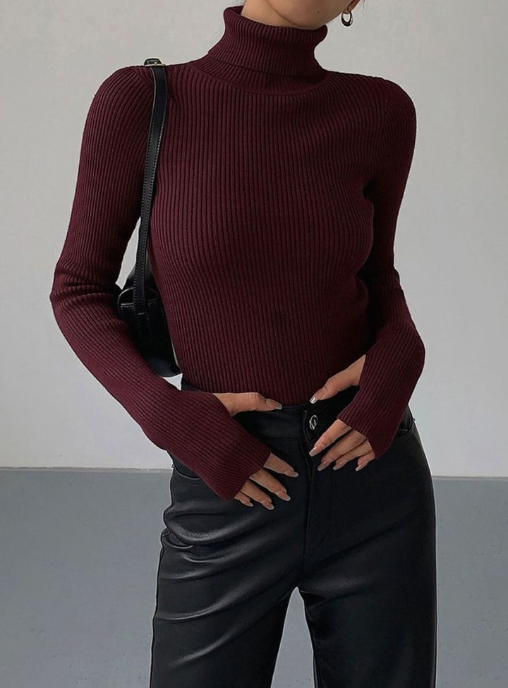 Damen Strickjacke mit geripptem Rollkragen (3)