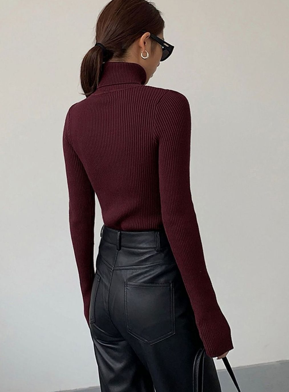 Damen Strickjacke mit geripptem Rollkragen (6)
