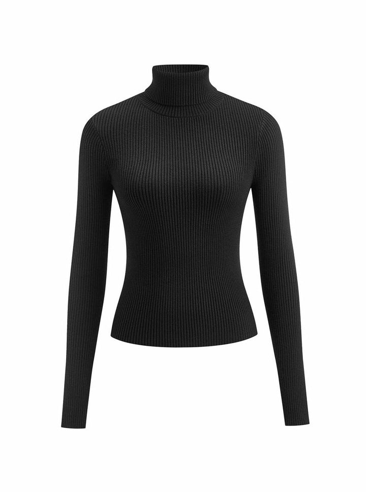 Damen Strickjacke mit geripptem Rollkragen (9)