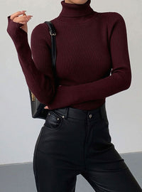 Emilia | Damen Strickjacke mit geripptem Rollkragen