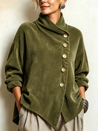 Julia | Damen Strickjacke mit Hochkragen im Vintage-Stil