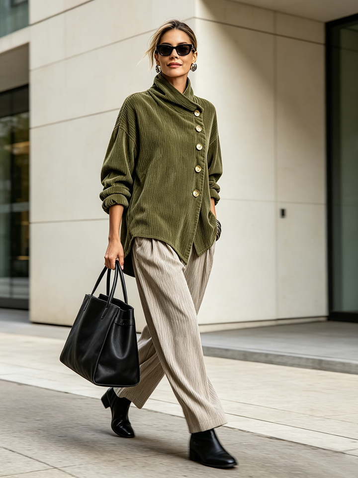 Damen Strickjacke mit Hochkragen im Vintage-Stil (4)