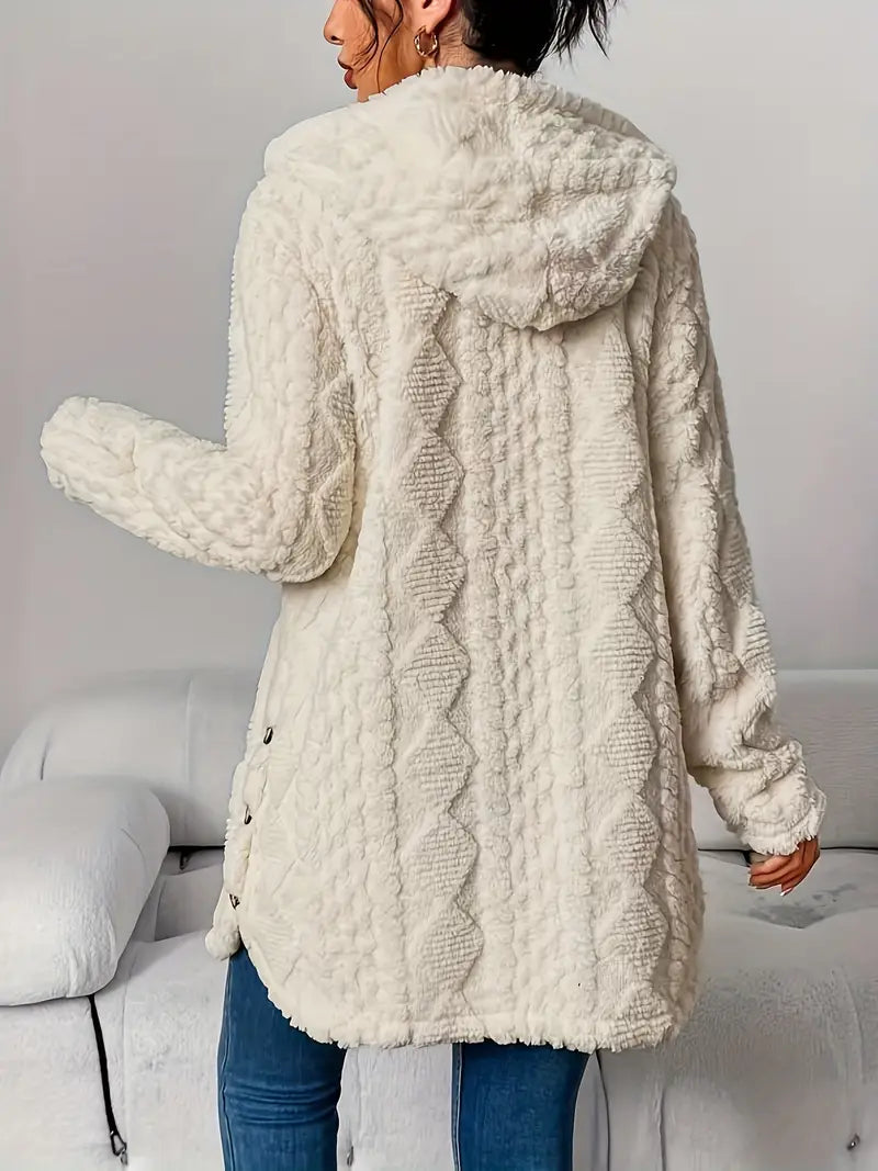Damen Strickjacke mit Kapuze im Strukturlook (10)