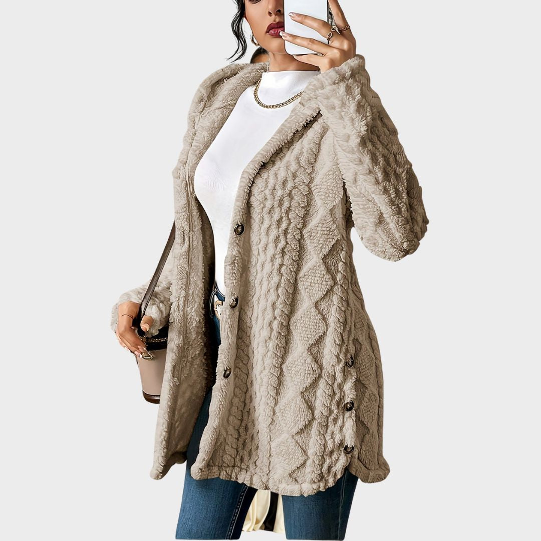 Damen Strickjacke mit Kapuze im Strukturlook (2)