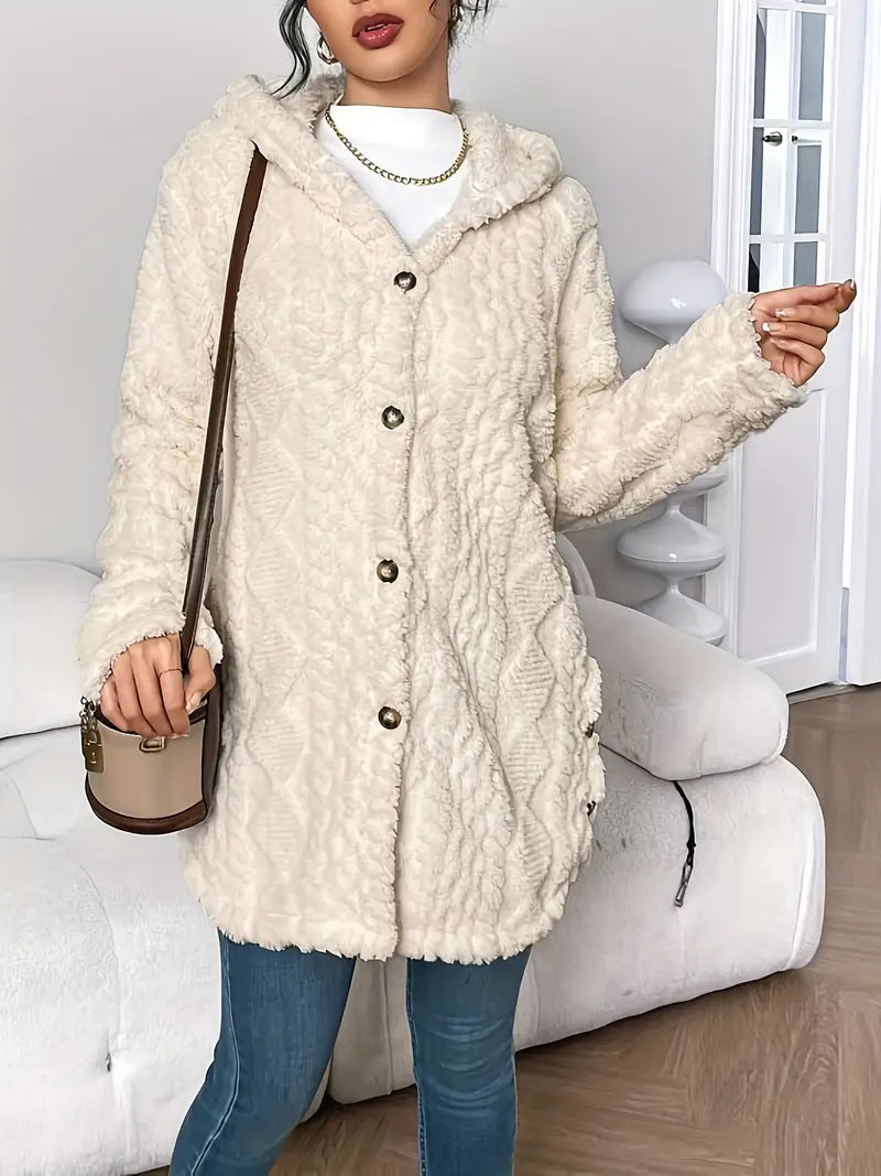 Damen Strickjacke mit Kapuze im Strukturlook (9)