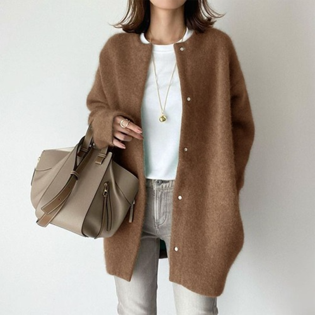 Damen Strickjacke mit Knöpfen zum Lagenlook (11)