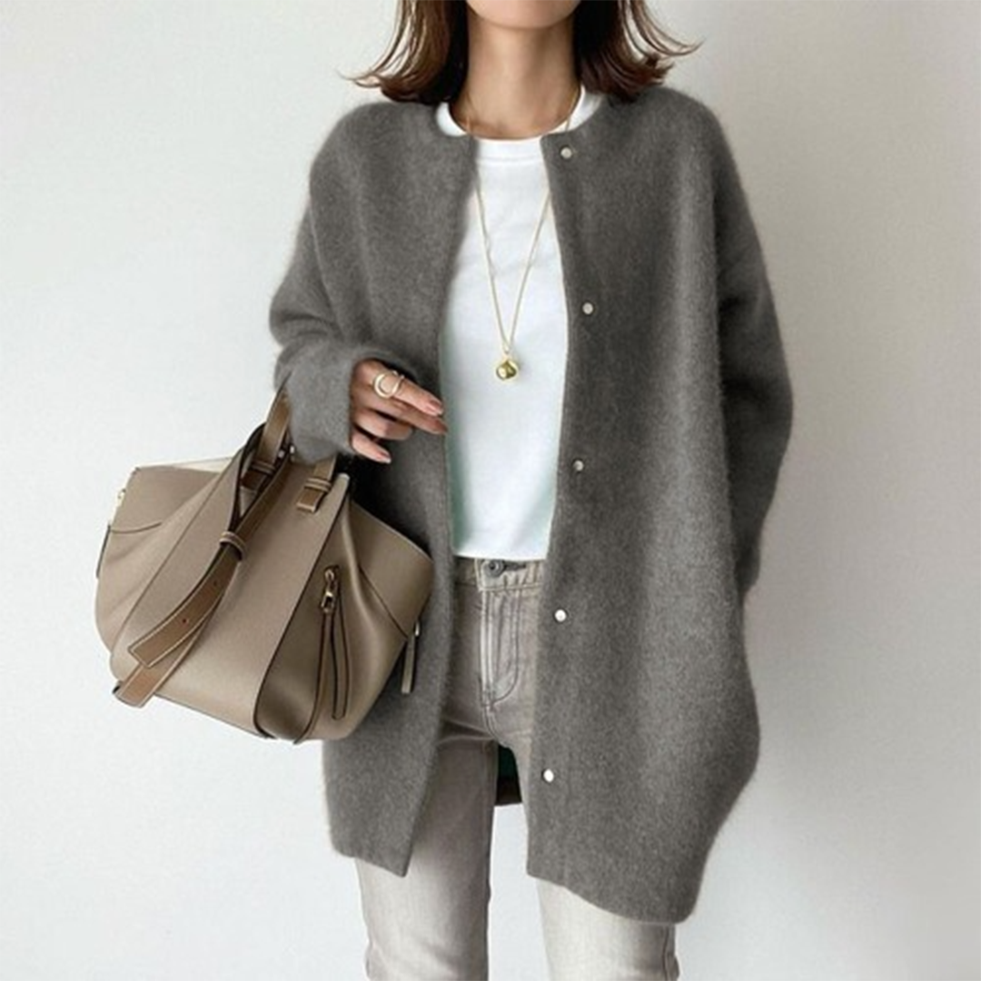 Damen Strickjacke mit Knöpfen zum Lagenlook (13)