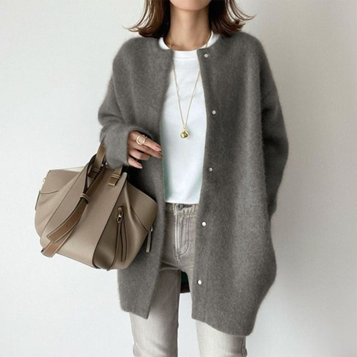 Damen Strickjacke mit Knöpfen zum Lagenlook (13)
