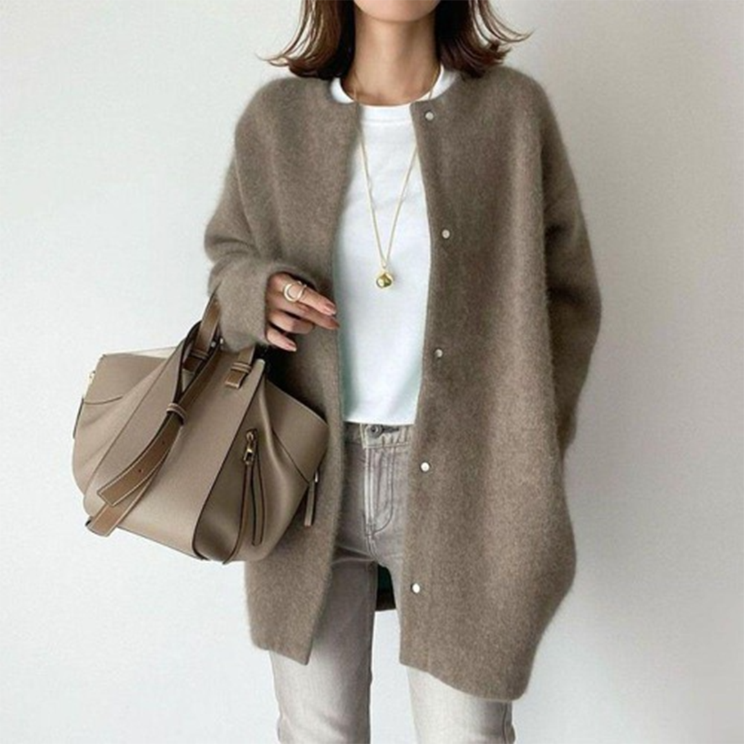 Damen Strickjacke mit Knöpfen zum Lagenlook (15)
