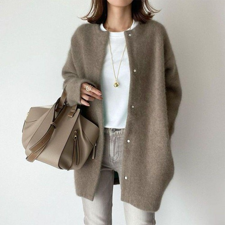 Damen Strickjacke mit Knöpfen zum Lagenlook (15)