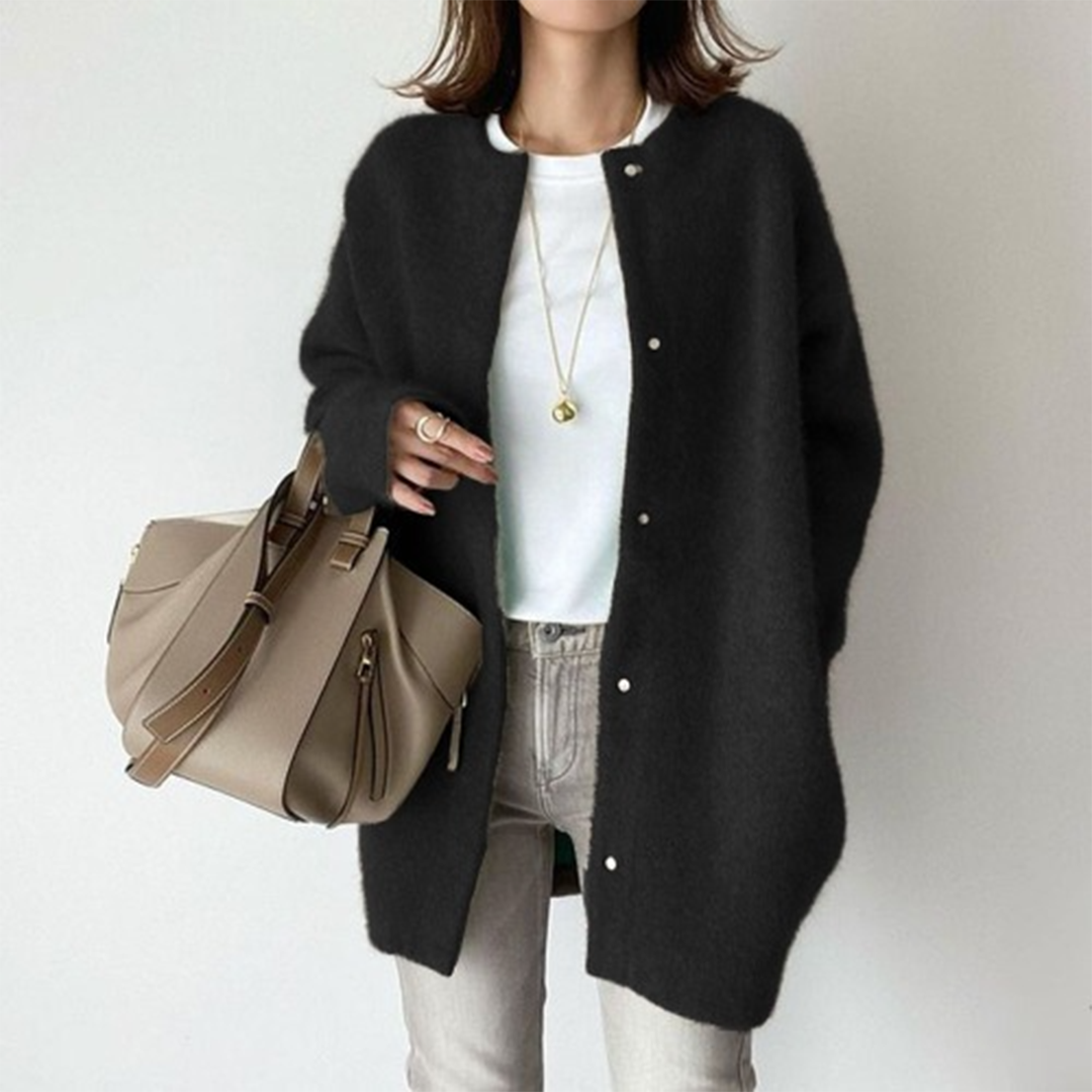Damen Strickjacke mit Knöpfen zum Lagenlook (6)