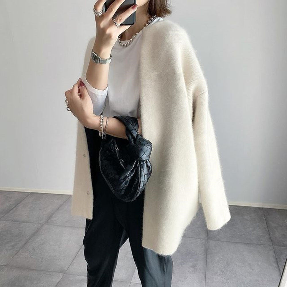 Damen Strickjacke mit Knöpfen zum Lagenlook (9)