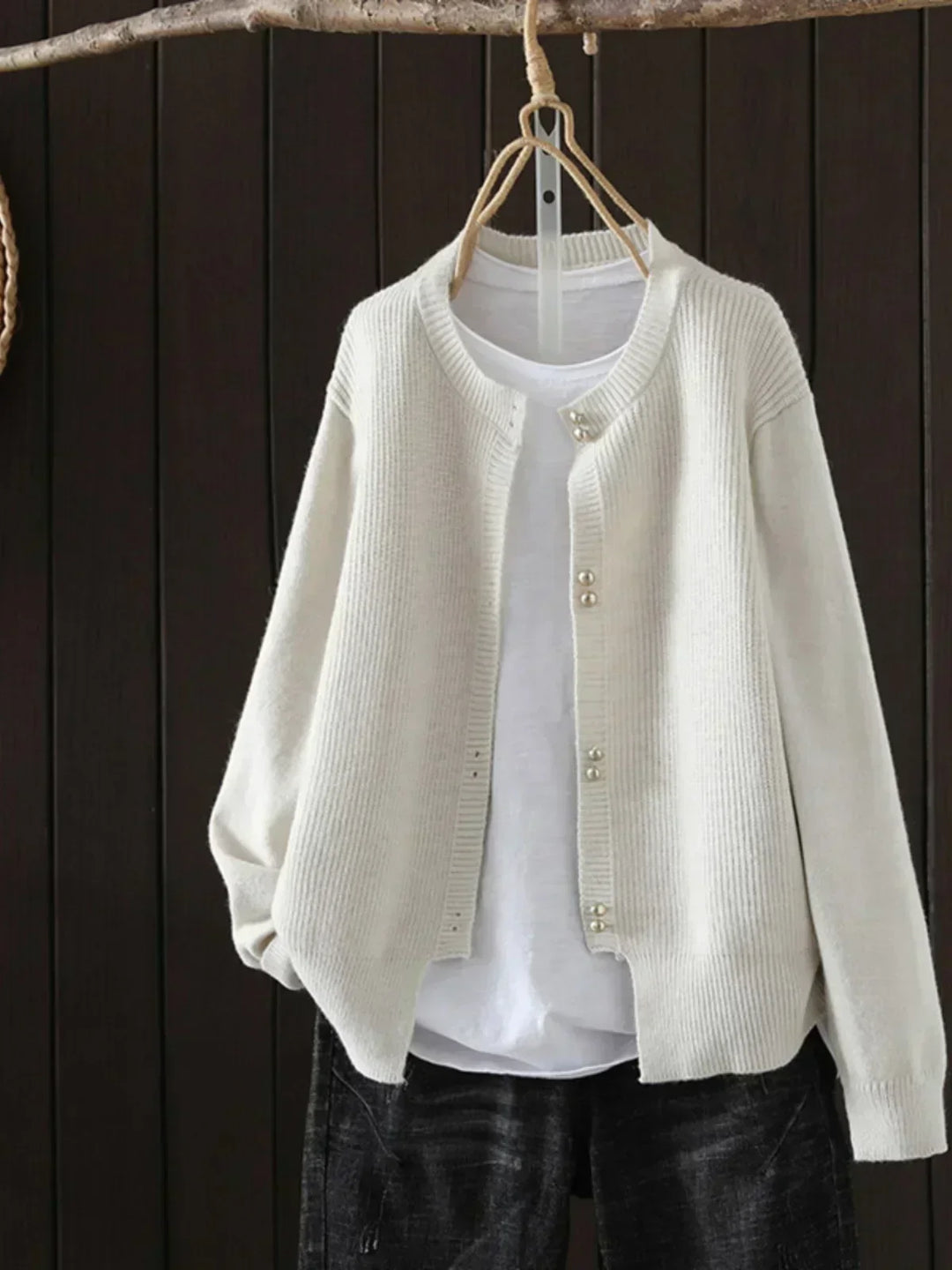 Damen Strickjacke mit lässigem Schnitt für Herbst in Beige