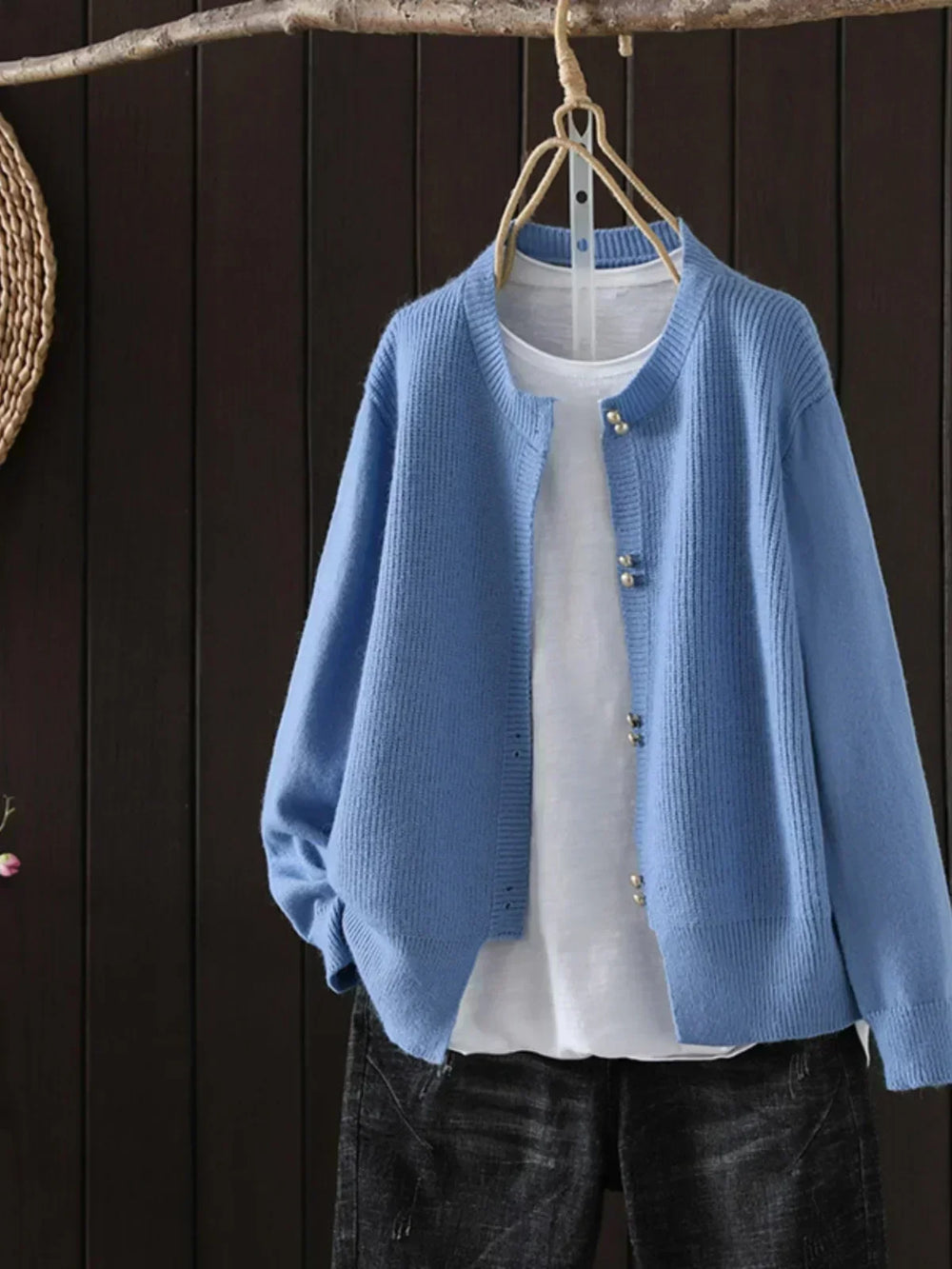 Damen Strickjacke mit lässigem Schnitt für Herbst in Blau