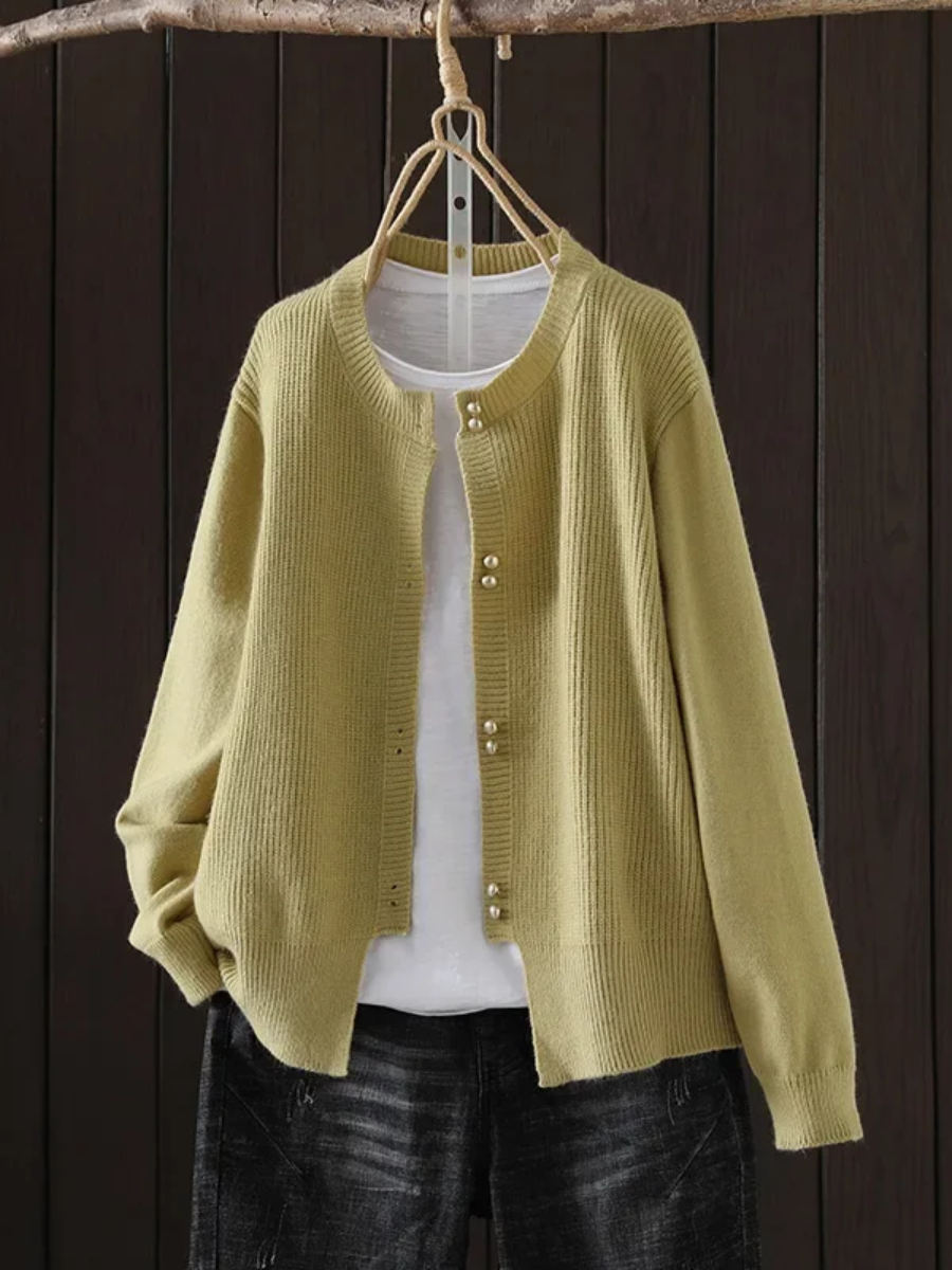 Damen Strickjacke mit lässigem Schnitt für Herbst in Gelb