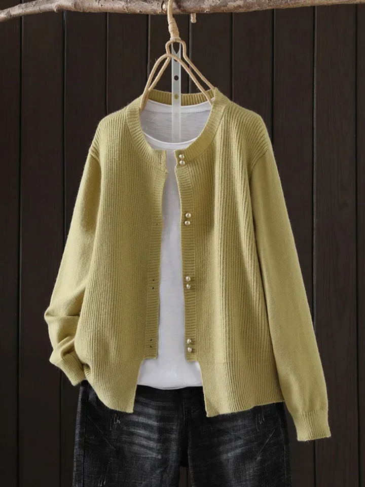 Damen Strickjacke mit lässigem Schnitt für Herbst in Gelb