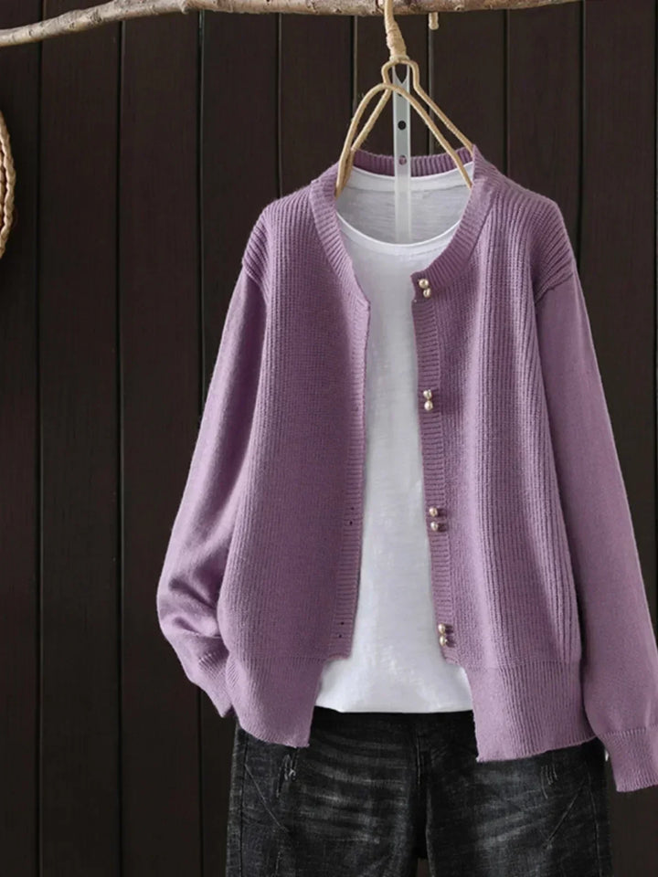 Damen Strickjacke mit lässigem Schnitt für Herbst in Lila