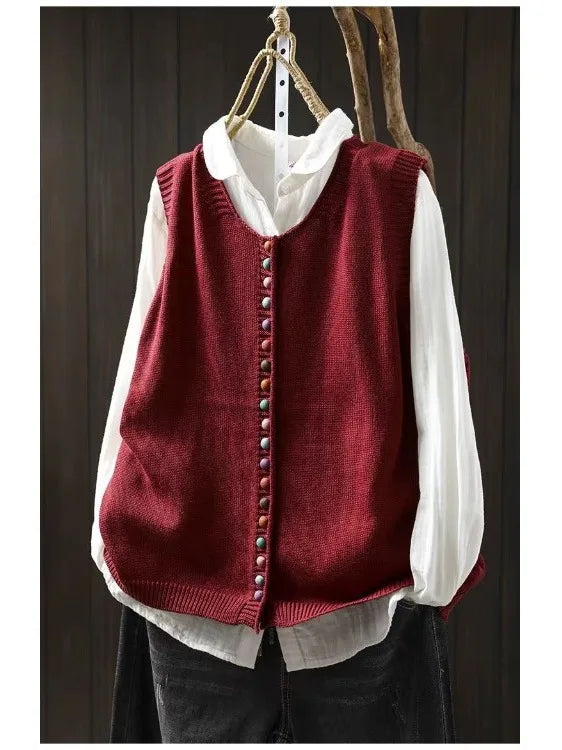 Damen Strickjacke mit lockerer Passform für Herbst in Rot