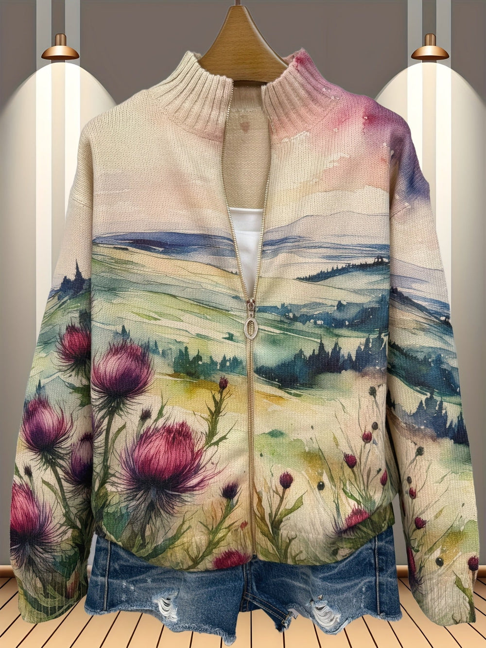 Damen Strickjacke mit Muster für Herbst (2)