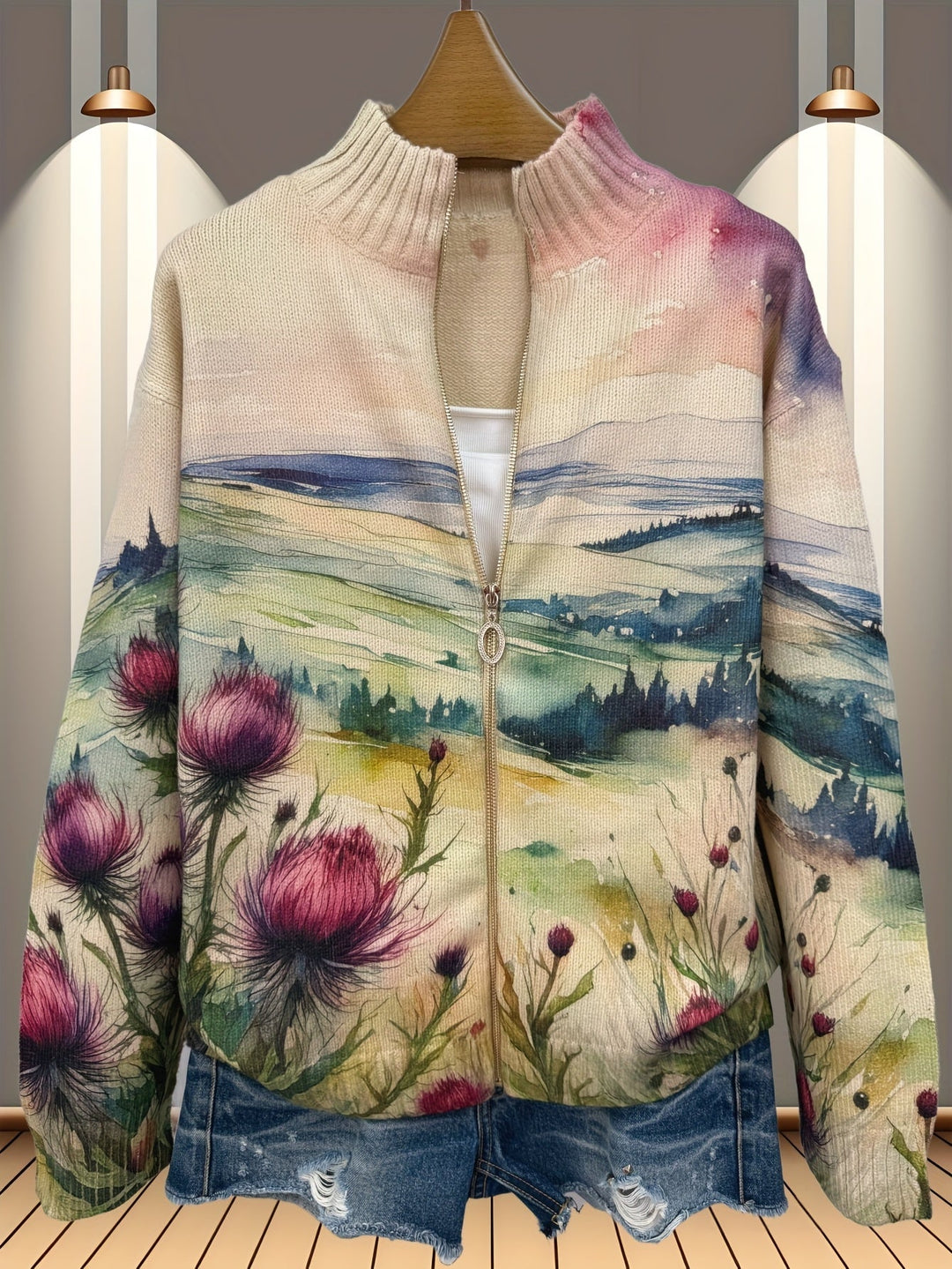 Damen Strickjacke mit Muster für Herbst (2)
