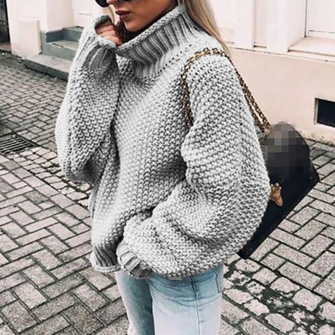 Damen Strickjacke mit Rollkragen zu Weihnachten in Grau
